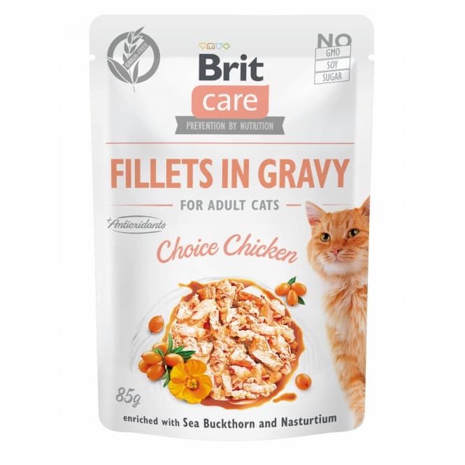 Brit Care Cat PB Fillets in Gravy - kyckling 85g