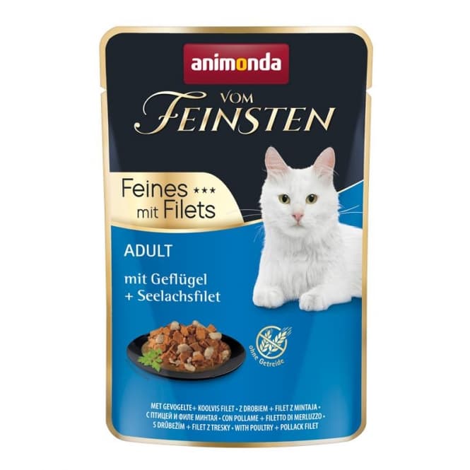 Animonda av finaste sort Cat vuxen fjäderfä & Seelachsfilet 85g