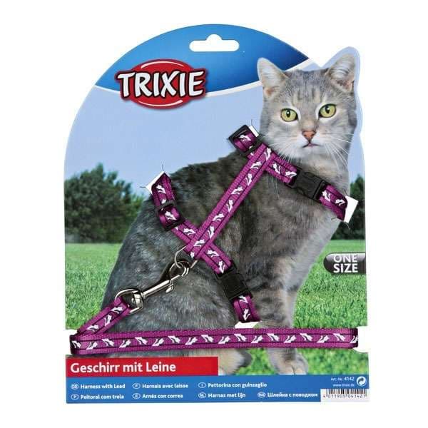 Trixie katter-Garnitur med Leine + Schnappverschlüssen - Katzenmotiv bild 2