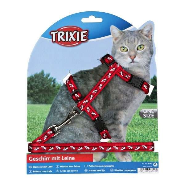 Trixie katter-Garnitur med Leine + Schnappverschlüssen - Katzenmotiv bild 3