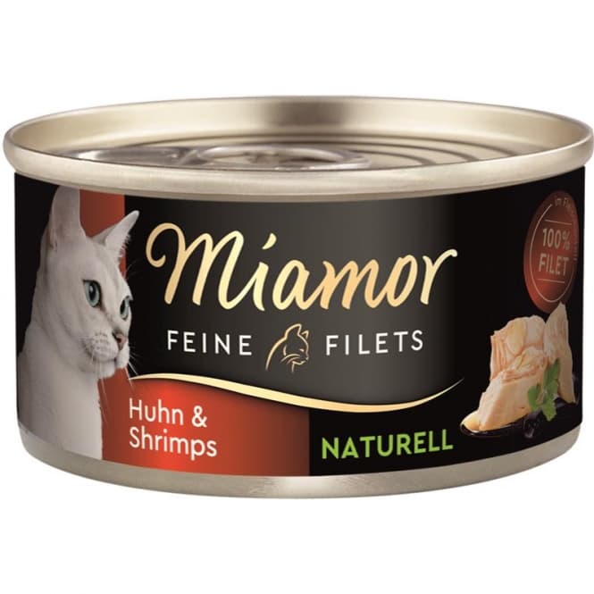 Miamor burk fina filéer naturell kyckling & räkor 80 g