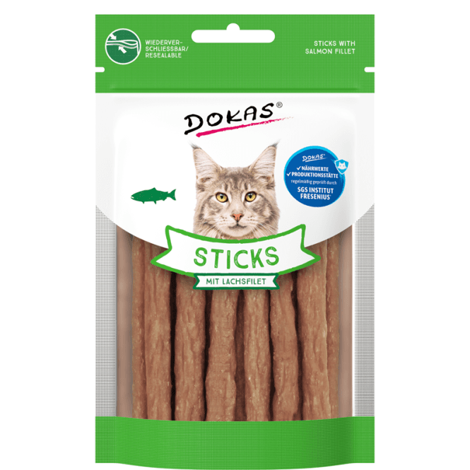 Dokas Cat godbitar Sticks med Lachsfilet 30g