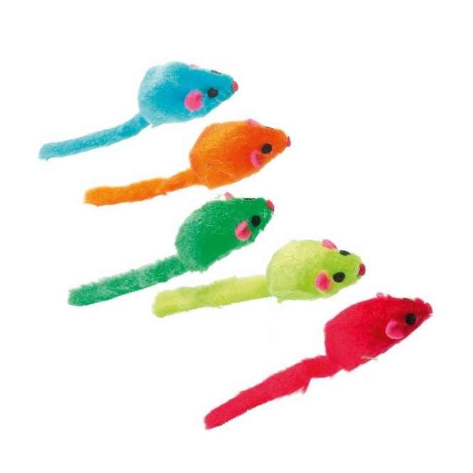 Karlie Flamingo Bunte Plüschmäuse med Rassel - 5 st