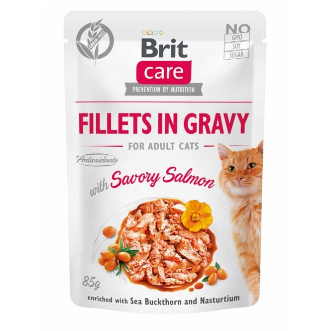 Brit Care Cat PB Fillets in Gravy - lax 85g