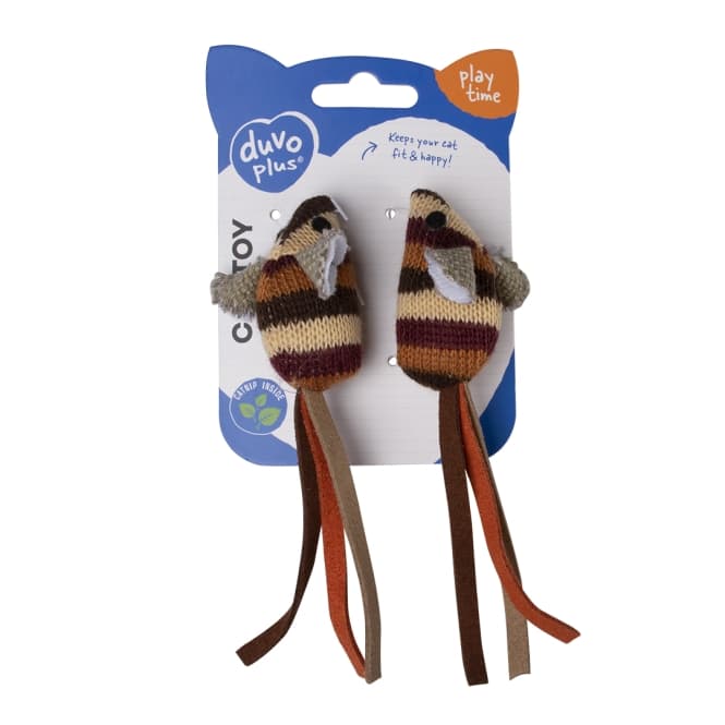Duvoplus Cat Toy Stickade Möss brun - 2 st