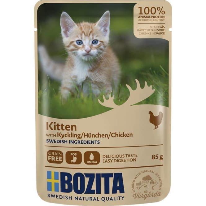 Bozita påse bitar in Soße Hühnchen för kattunge 85g