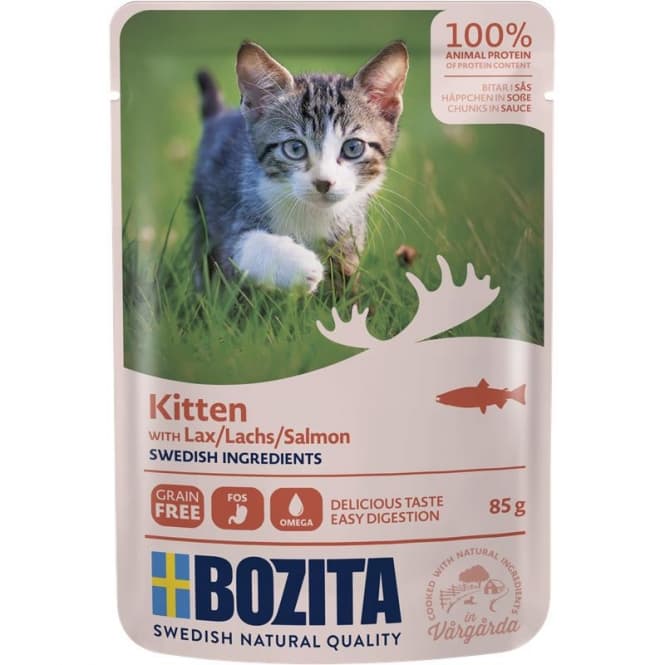 Bozita påse bitar in Soße lax för kattunge 85g