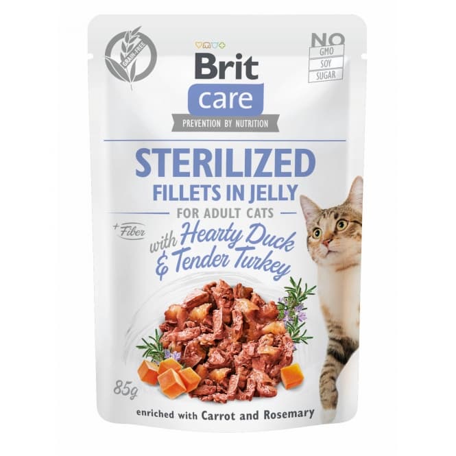 Brit Care Cat PB Fillets in Jelly - anka & kalkon Sterilized 85g